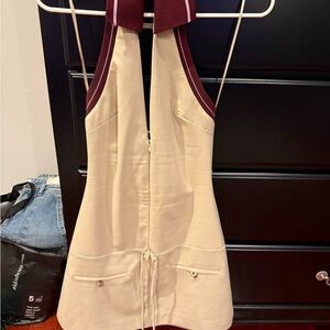 Zara Cream and Burgundy Halter Dress